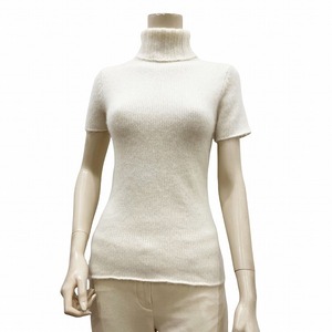 Q ultimate beautiful goods *o vi s*OVIS* ultimate .. cashmere 100%* cream series *ta-toru neck * short sleeves knitted sweater *S size corresponding / lady's / autumn winter 