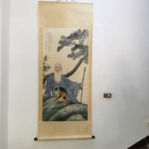 【聚寳齋*中堂画*看猴圖*張大千】圖書 掛軸 賞物 中国古美術 時代物