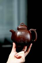 【聚寶齋*紫砂精彫*福臨八方壺】希少珍品 茶壺 茶道具 中国時代美術 容量：420cc_画像6