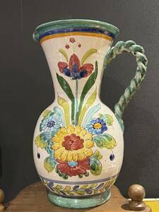 【No315】イタリア製 PAOLI 陶器製花瓶　 ハンドペイント フラワーベース　高さ44ｃｍ　インテリア　※都内直接引き取り歓迎