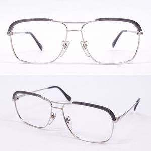 【眼鏡産地鯖江製ビンテージ眼鏡】スタープラチナを使用した、ツーブリッジ＆ブロー眼鏡:52【各部点検済みで長くお使いいただけます】