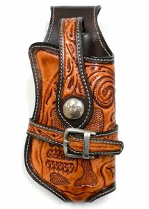  cow leather Carving Skull .. wallet holder black / metal Conti . attaching / purse case 