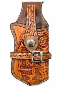  cow leather Carving Skull .. wallet holder tea / metal Conti . attaching / purse case 