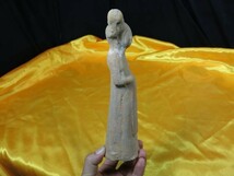 B　加彩婦人俑②　唐時代　遺跡発掘品　副葬品　陶器　明器　中国　本物　仕女俑_画像7