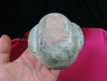 B　漢緑釉耳杯　漢時代　中国　遺跡発掘品　明器　副葬品　陶器　釉薬　銀化_画像9