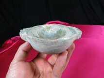 B　漢緑釉耳杯　漢時代　中国　遺跡発掘品　明器　副葬品　陶器　釉薬　銀化_画像7