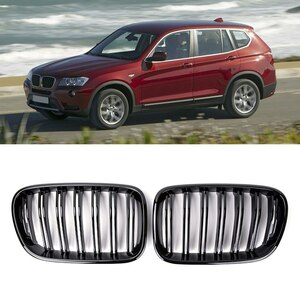 車 フロントバンパー,BMW X3 F25 2010-2013 光沢 あるブラックマット フロントバンパー ペア