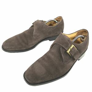 【コールハーン】本物 COLE HAAN 靴 27cm 茶 モンクストラップ ビジネスシューズ スエード 男性用 メンズ 9 M