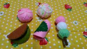  felt playing house spring. Japanese confectionery set 3 hand made 