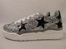 R75357R 未使用 CHIARA FERRAGNI キアラ・フェラー二 crystal stars sneakers シルバーラメ×ブラックラメ 22ｃｍ レディース 女性_画像3