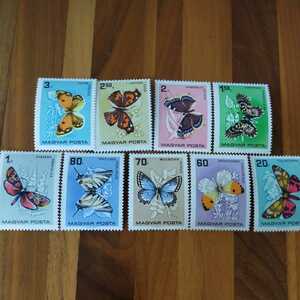 レア1966年ハンガリー蝶々バタフライデザイン切手セット