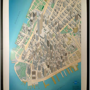【AIKU-YA】ニューヨーク 地図 マンハッタン ダウンタウン 2001年版 超細密 鳥瞰図 アメリカ