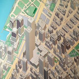 [AIKU-YA] New York map Manhattan Downtown 2001 year version super small . bird . map b America 