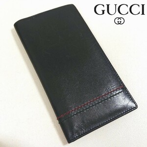 【レア美品】GUCCIグッチ 長財布 長札入 シェリーライン 薄 シンプル