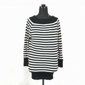 Vicky/Vicky ★ Long -Sleeved Свитер [2/Ladies M/White x Black/Border Pattern] ◆ BG136