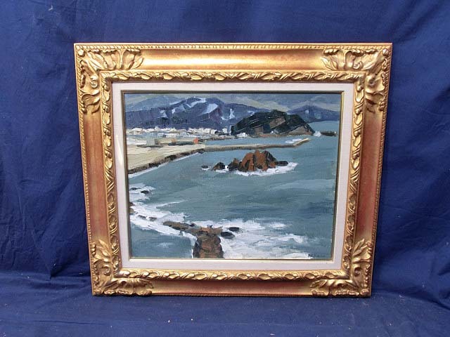 489777 Oil painting by Toshikazu Kano, tentative title Seascape (F8) Member of Issui, painter, Painting, Oil painting, Nature, Landscape painting