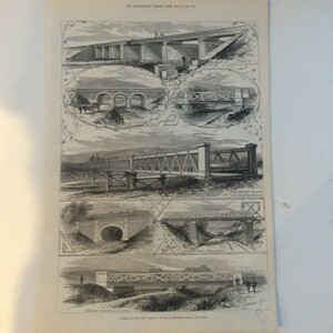 1876年大阪 神戸間の鉄道建設 ロンドン絵入り新聞 　オリジナル木版