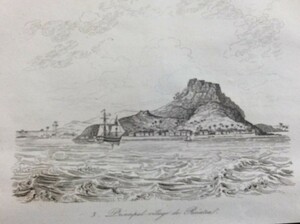 1839年 タヒチ近くのライアテア島 オリジナル版画