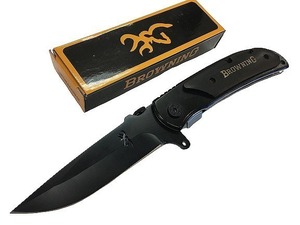 ★送料無料!★338BL★BROWNING 型抜ロゴ ブラックウッド サムスタッド 重厚フォールディングナイフ アウトドア必須 サバイバル非常