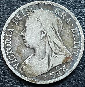 イギリス ハーフクラウン銀貨(ヴィクトリア女王オールドヘッド)1894年