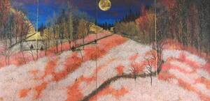 Art hand Auction Reiji Hiramatsu, Carretera: la primavera es solo de nombre, el viento es frio..., De una rara colección de arte enmarcado., Productos de belleza, Nuevo marco y marco incluidos., envío gratis, Cuadro, Pintura al óleo, Naturaleza, Pintura de paisaje