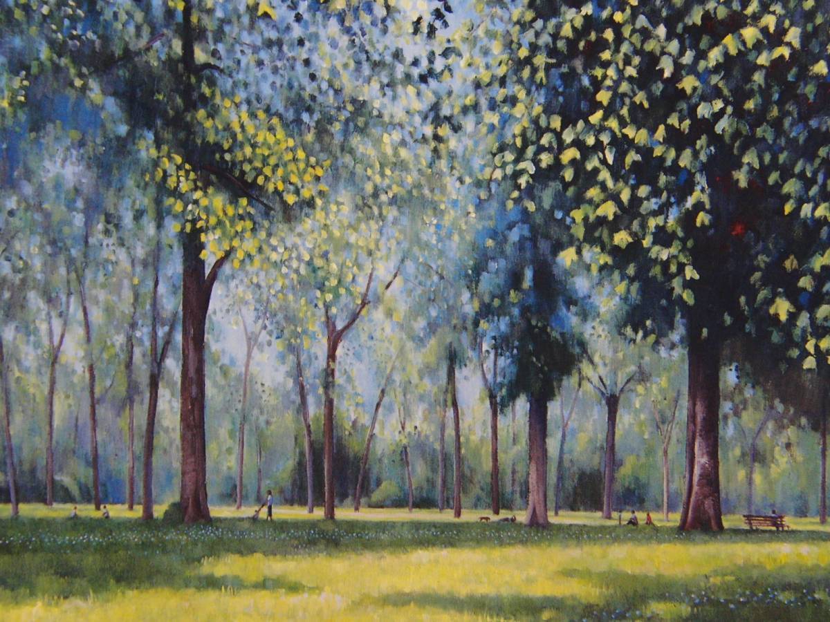 Vista de la entrada, Domingo en el bosque, De una rara colección de arte enmarcado., Productos de belleza, Nuevo marco y marco incluidos., envío gratis, Cuadro, Pintura al óleo, Naturaleza, Pintura de paisaje