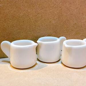 アンティーク 陶器製 クリーマー 3個セット! デッドストック レトロ 白 ミルク入れ コーヒー クリープ インテリア 雑貨 ミニチュア 未使用