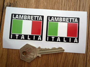 ★送料無料★LAMBRETTA ITALIA Tricolore Style Sticker ランブレッタ イタリア ステッカー デカール 50mm x 40mm 2枚セット