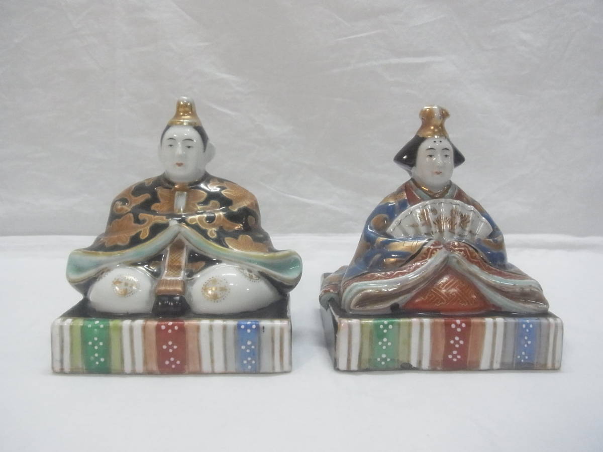 Antique ☆ Ornement de poupée Hina en porcelaine ☆ Hauteur env. 10 cm Hina Doll Décoration Hina Doll Hina Doll Couleur Peinture Or Peinture Japon Vieille Poupée Poterie Festival Rétro Vintage Antique 60, saison, Événements annuels, Fête des poupées, Poupées Hina