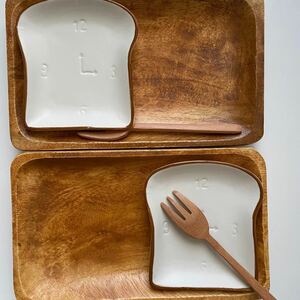 おうちカフェ　トーストプレート　木製フォーク　アカシアプレートセット