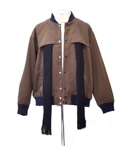 MISTERGENTLEMAN(ミスタージェントルマン) STOLE SLIT BOMBER JACKET ストールスリットボンバージャケット ブルゾン BROWN Mr.GENTLEMAN