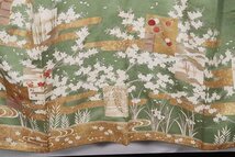 訪問着 正絹 緑 金箔 花色紙 桜 松竹梅 身丈153cm 裄丈65cm Sサイズ ki26212 美品 着物 レディース 入学式 卒業式 結婚式 送料無料 中古_画像7