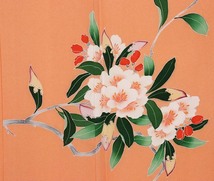 訪問着 正絹 オレンジ 桜 身丈160cm 裄丈65cm Mサイズ 作家落款入り ki26071 美品 着物 レディース 入学式 卒業式 送料無料 _画像5