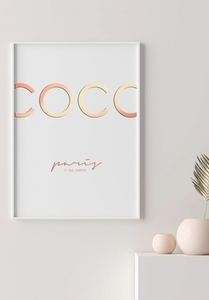 GLAM POSTERS | COCO PARIS REAL ROSE GOLD POSTER | アートプリント/ポスター (30x40cm)【北欧 リビング インテリア 箔押し】
