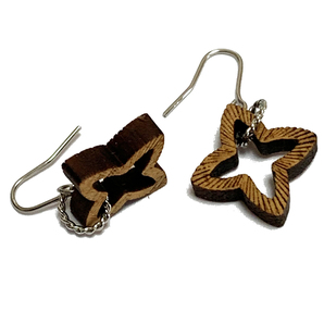 【木tch】クルミの木・ピアス(ハング)かすみ草