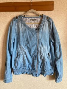 ノーカラージャケット デニムジャケット