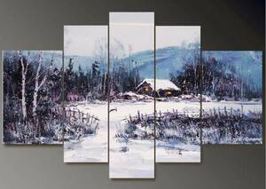 【受注制作】アートパネル 『雪景色~冬~』 30x50cm他、計5枚組 肉筆, 絵画, 油彩, 自然、風景画