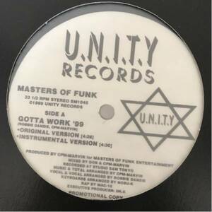 MASTERS OF FUNK / GOTTA WORK レコード U.N.I.T.Y RECORDS US R&Bバイナル