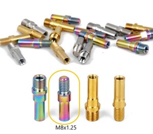 ★5.4g M8×ネジピッチ1.25ｍｍ★2本セットチタン虹色 錆びやすいカンチブレーキ台座ボルトをチタンに！★