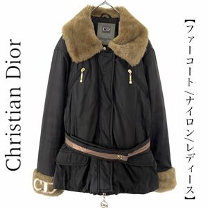 [ бесплатная доставка ]Christian Dior Christian Dior редкость товар редкий боа пальто жакет CD женский ремень внешний 