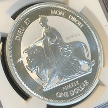 ウナとライオン 銀貨 2019年 イギリス領 ヴァージン諸島 リバース プルーフ 1ドル 1オンス NGC PF67 シルバー_画像7