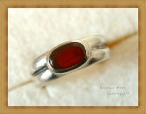 *SV925/SILVER* deep wine color stone equipment ornament *2 ream design. silver ring ring /7 number *51