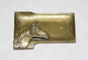  bronze | brass horse. head. figure attaching tray ashtray | jewelry tray foreign-made Vintage antique antique 