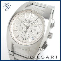 1円～ 3ヶ月保証付き 磨き済み 美品 本物 定番 人気 BVLGARI ブルガリ エルゴン EG40 S CH クロノグラフ メンズ 時計_画像1