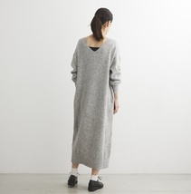 新品 three dots オーバーサイズ ニット ロングワンピース グレー スリードッツ _画像6