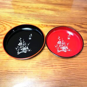 創作漆器 清風山人 夫婦盆 大と小 赤と黒