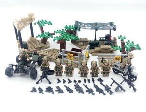 【送料無料/税込】 LEGO レゴ 互換 米軍 USA 陸軍 アーミー部隊 ソルジャー基地 兵士 ミニフィグ 8体セット大量車両・武器・装備・兵器付き