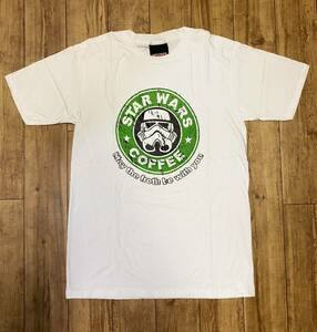 送料無料　パロディTシャツ　STAR WARS COFFEE ホワイト　Lサイズ　スターウォーズ　スターバックス　おもしろTシャツ　新品