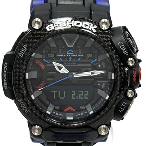 ▽CASIO カシオ GR-B200 G-SHOCK Gショック グラビティマスター カーボンコアセンサー デジアナ クォーツ 腕時計 メンズ ブラック ブルー