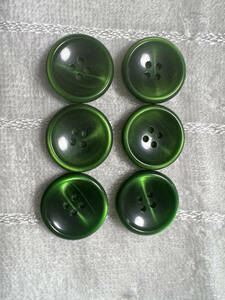 3331 約22㍉　緑　グリーン　 ボタン 6個セット　ビンテージ　 未使用品　手芸　裁縫　おしゃれ　ハンドメイド　DIY　リメイク